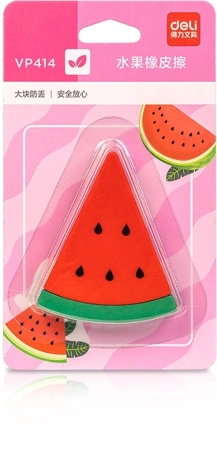 Ластик Deli VP414wat VP414PINK арбуз 54x23x16мм ТПР розовый блистер с европодвесом