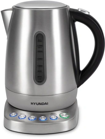 Чайник Hyundai HYK-S7770 1.7л. 2200Вт серебристый/черный (металл)