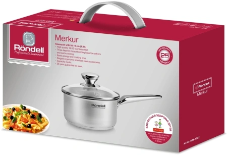 Ковш Rondell Merkur RDS-1222 1.3л. d=16см (с крышкой) стальной