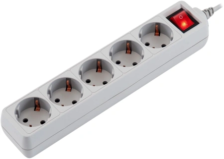 Сетевой фильтр PC Pet AP01006-1.8-G 1.8м (5 розеток) серый (пакет ПЭ)