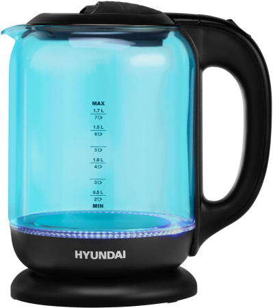 Чайник электрический Hyundai HYK-G2806 1.8л. 2200Вт голубой/черный (корпус: стекло)