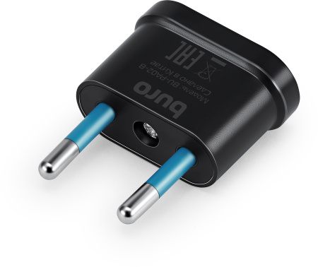 Адаптер-переходник Buro BU-PA02-B (1 розетка) черный (пакет ПЭ)