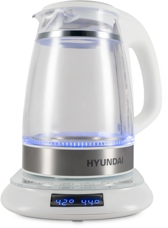 Чайник Hyundai HYK-G5507 1.7л. 2200Вт белый/серебристый (стекло)