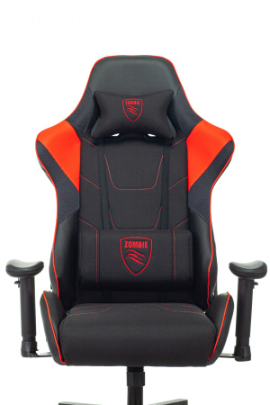 Кресло игровое Zombie Thunder 1 черный/красный ткань/эко.кожа с подголов. крестов. пластик