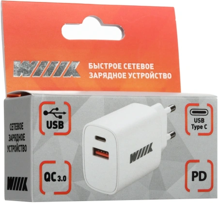 Сетевое зар./устр. Wiiix UNN-4-2-01-QC 3A+2.4A (PD+QC) USB-C/USB-A универсальное белый