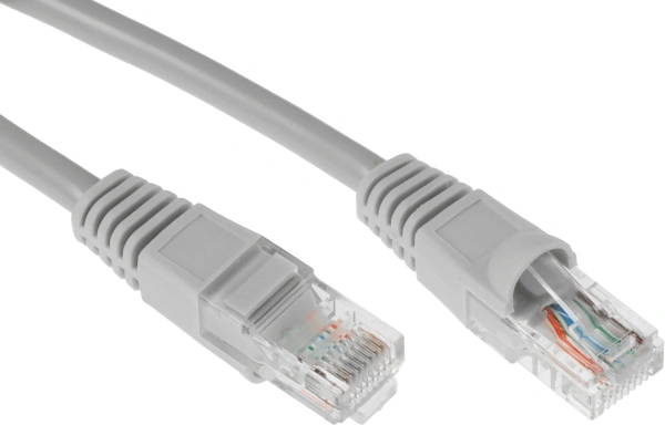 Патч-корд KingPrice KP-PC-c5e-5m-g 1Гбит/с UTP 4 пары cat.5E CCA molded 5м серый RJ-45 (m)-RJ-45 (m)