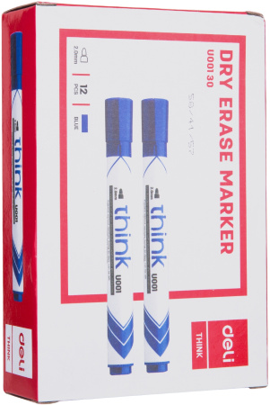 Маркер для досок Deli EU00130 Think круглый пиш. наконечник 2мм синий