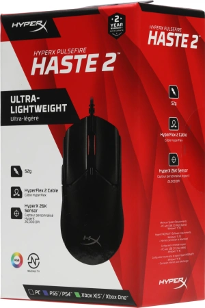 Мышь HyperX Pulsefire Haste 2 черный оптическая (26000dpi) USB (5but)