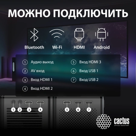 Проектор Cactus CS-PRO.03B.Full HD-A LCD 7200Lm LS 720Lm ANSI 2300:1 (30000час) 2xUSB typeA 3xHDMI 1