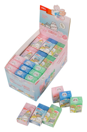 Ластик Deli MiYou EH303 прямоугольный 40x22x12мм ассорти индивидуальная картонная упаковка