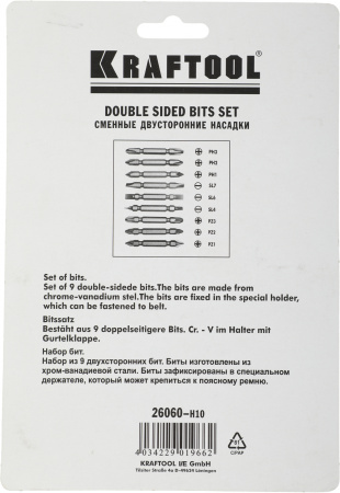 Набор бит Kraftool 26060-H10 (9пред.) для шуруповертов/дрелей