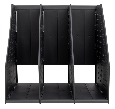 Лоток вертикальный Deli 78995DK-GREY 3отд. складной для бумаг A4 250х256х243мм темно-серый пластик