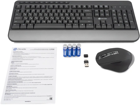 Клавиатура + мышь Оклик S290W клав:черный мышь:черный USB беспроводная Multimedia (351701)