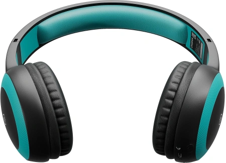 Гарнитура накладные Digma BT-15 черный/голубой беспроводные bluetooth оголовье (BT-15BLB)