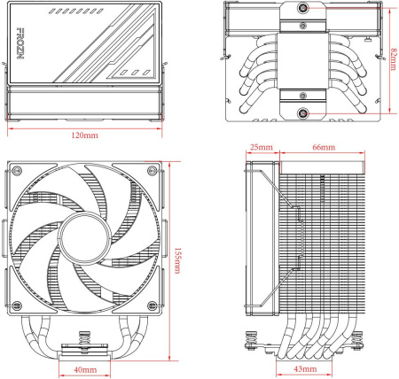Устройство охлаждения(кулер) ID-Cooling Frozn A610 Soc-AM5/AM4/1151/1200/2066/1700 4-pin 29.85dB Al+