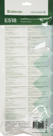 Сетевой удлинитель Defender E518 1.8м (5 розеток) белый (пакет ПЭ)
