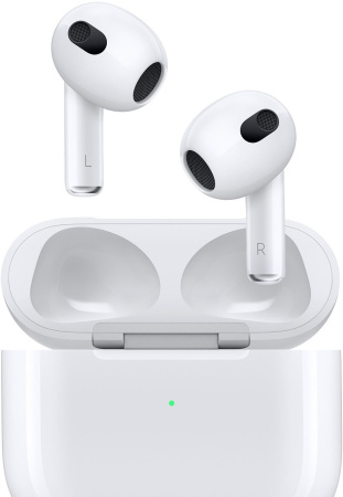 Гарнитура вкладыши Apple AirPods 3 A2565/A2564/A2897 Lightning белый беспроводные bluetooth в ушной раковине (MPNY3AM/A)