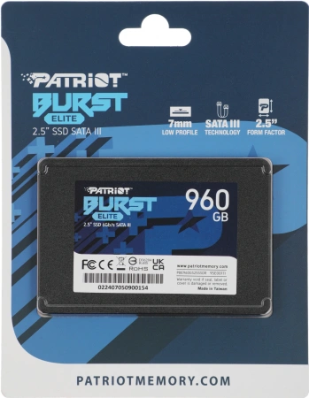 Накопитель SSD Patriot SATA III 960Gb PBE960GS25SSDR Burst Elite 2.5"