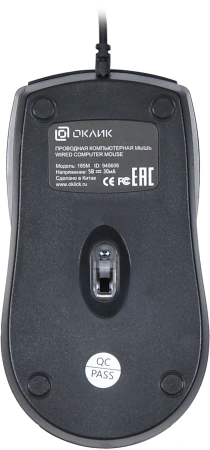 Мышь Оклик 185M черный оптическая (1200dpi) USB (3but)