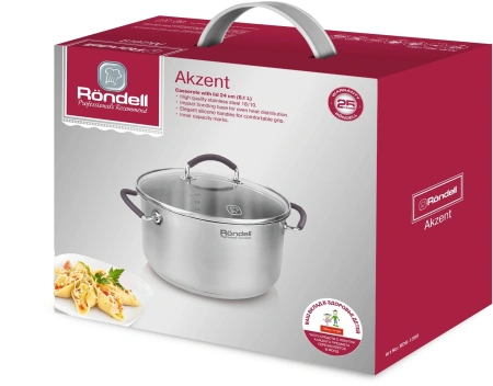 Кастрюля Rondell Akzent RDS-1389 5.1л. d=24см (с крышкой) стальной