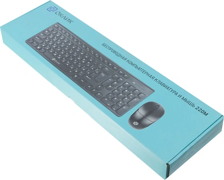 Клавиатура + мышь Оклик 220M клав:черный мышь:черный USB беспроводная slim Multimedia (1062000)