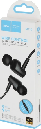 Гарнитура вкладыши Hoco M112 1.2м черный проводные