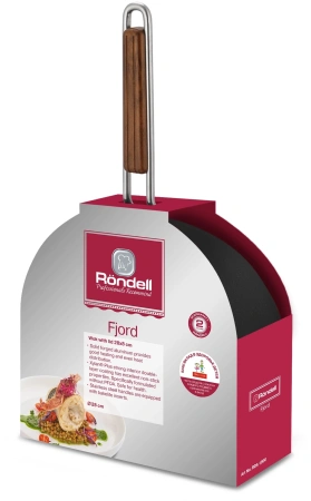 Сковорода ВОК (WOK) Rondell Fjord RDA-1800 круглая 28см покрытие: Xylan Plus ручка несъемная (с крышкой) черный