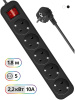 Сетевой удлинитель Defender G518 1.8м (5 розеток) черный (коробка)