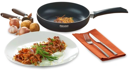 Сковорода Rondell Arabesco RDA-577 круглая 24см покрытие: Xylan Plus ручка несъемная (с крышкой) серый