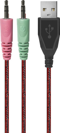 Наушники с микрофоном Defender Warhead G-370 черный/красный 2м накладные оголовье (64037)