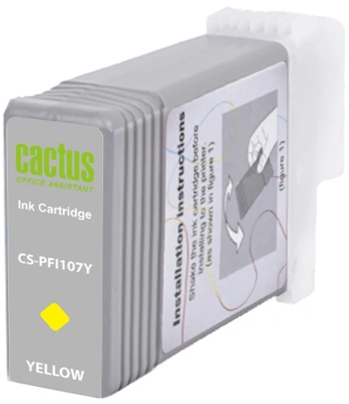 Картридж струйный Cactus CS-PFI107Y PFI-107Y желтый (130мл) для Canon IP iPF670/iPF680/iPF685/iPF770/iPF780/iPF785/