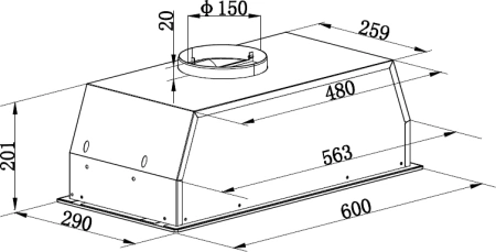 Вытяжка встраиваемая Weissgauff Dubhe 600 Touch черный управление: кнопочное (1 мотор)