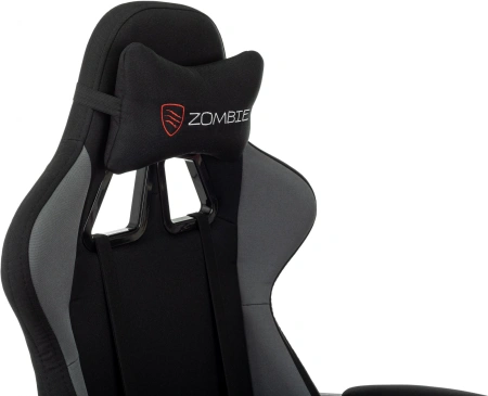 Кресло игровое Zombie Shadow черный/серый с подголов. крестов. пластик подст.для ног пластик черный