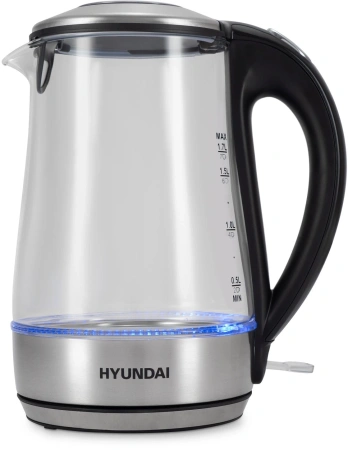 Чайник Hyundai HYK-G8406 1.7л. 2200Вт прозрачный/черный (металл)
