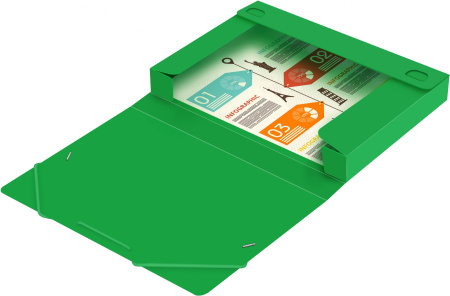 Папка-короб на резинке Бюрократ -BA40/07GRN пластик 0.7мм корешок 40мм A4 зеленый
