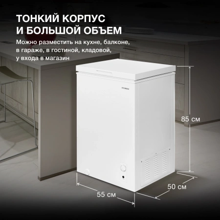 Морозильный ларь Hyundai CH1002 белый 70Вт