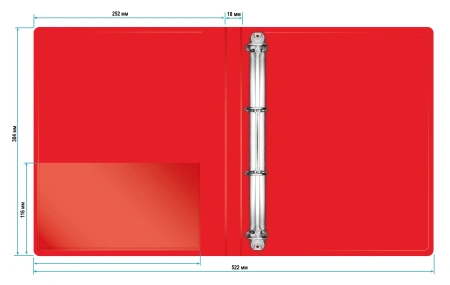 Папка на 4-х кольцах Бюрократ -0818/4RRED A4 пластик 0.7мм кор.18мм внутр. с вставкой красный