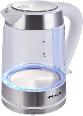 Чайник Hyundai HYK-G3606 1.7л. 2200Вт белый/прозрачный (стекло)