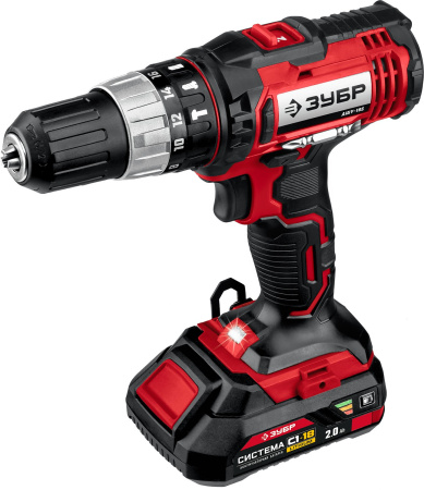 Дрель-шуруповерт Зубр ДШУ-185-22 аккум. патрон:быстрозажимной (кейс в комплекте)