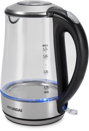 Чайник Hyundai HYK-G8406 1.7л. 2200Вт прозрачный/черный (металл)