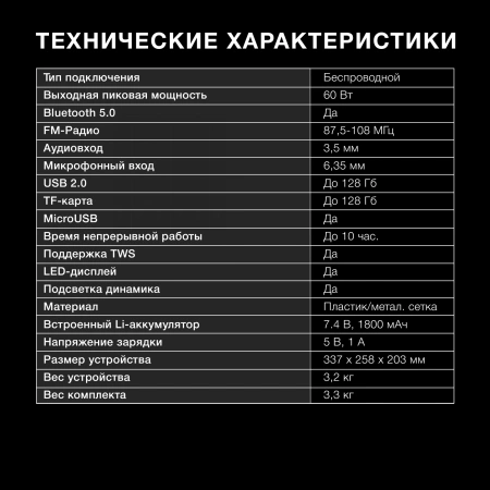 Минисистема Hyundai H-MC1220 черный 60Вт FM USB BT micro SD