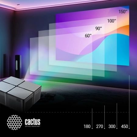 Проектор Cactus CS-PRO.03B.Full HD-A LCD 7200Lm LS 720Lm ANSI 2300:1 (30000час) 2xUSB typeA 3xHDMI 1