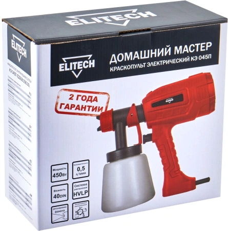Краскопульт Elitech КЭ 045П 450Вт бак:800мл 800мл/мин