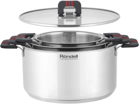 Кастрюля Rondell Stripes RDS-1637 2.8л. d=20см (с крышкой) стальной
