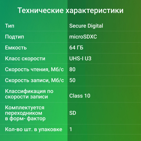 Флеш карта microSDXC 64Gb Class10 Digma CARD30 + adapter