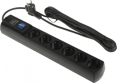 Сетевой фильтр Most HPw 5м (6 розеток) черный (коробка)