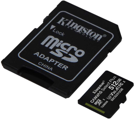 Флеш карта microSDXC 512Gb Kingston SDCS2/512GB Canvas Select Plus + adapter
