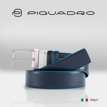 Ремень мужской Piquadro Blue Square CU2619B2/NBLU2 черный/синий натур.кожа