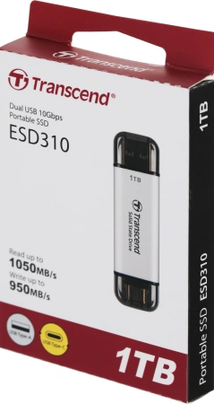 Накопитель SSD Transcend USB-C 1TB TS1TESD310S серебристый USB-A