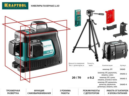 Нивелир лазерн. Kraftool 34640-4 цв.луч. красный